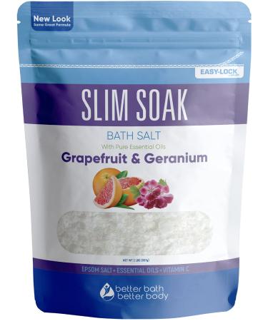 Slim Soak Bath Salt 32 Ounces Epsom Salt with Natural Grapefruit  Geranium and Orange Essential Oils Plus Vitamin C in BPA Free Pouch with Easy Press-Lock Seal 2 Pound (Pack of 1)