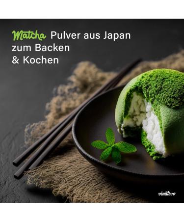 Vinativo Bio Matcha Powder 200g - Premium Japanese Green Tea Powder for Baking & Cooking - Ideal for Cakes Ice Cream & Desserts - Re-Lockable Bag - Buy Online on GoSupps.com