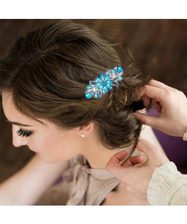 WLLHYF Flower Hair Clip - Vintage Rhinestone Barrette for Women & Girls (Sky Blue) - Buy Online on GoSupps.com