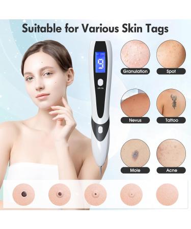 Aceshop Skin Tags Removal Pen Professional Mole Remover Pen Kit with 9 Strength Levels & Replaceable Needles USB Rechargeable Mole Remover Pen Kit Plasma Pen for Wart Freckle Nevus (White) - Buy Online on GoSupps.com