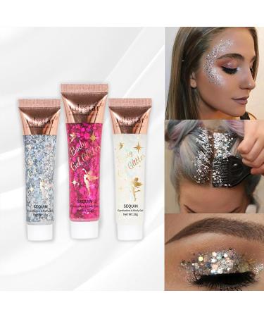 8 Color Body Glitter - Silver & White Self Adhesive Gel | Long-Lasting Cosmetic Glitter for Face Hair Eyes Lips & Nails - Perfect for Festivals & Raves | 46g - Buy Online on GoSupps.com