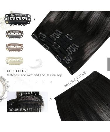 Buy Moresoo Clip-In Hair Extensions - Real Hair 50cm Black to Silver | 120g 7pcs - Perfect for Stunning Styles - Buy Online on GoSupps.com