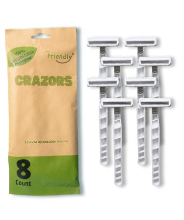 Hair Removal Crazors  Disposable Razors for Men/ Women's Grooming  Single-Use Body & Face Shaver  Raw-Material Earth+Skin Loving Travel-Size Toiletries  8-Pack by MyFriendly - Buy Online on GoSupps.com