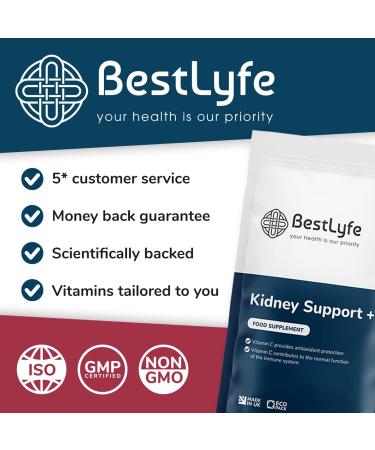 BestLyfe Kidney Support+ | Liver & Kidney Cleanse Detox Capsules | Gallbladder & Colon Health | Healthy Urinary Tract & Water Retention Relief - Buy Online on GoSupps.com