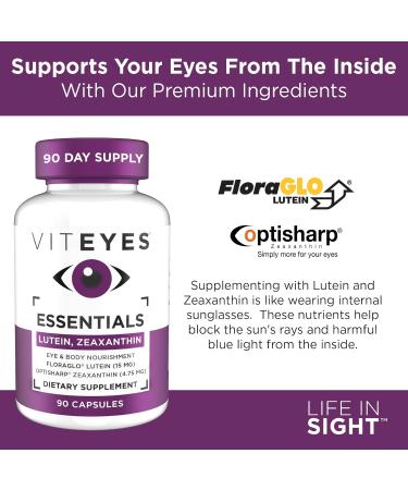 Viteyes Essentials Eye Health Dietary Supplement, Lutein & Zeaxanthin for Macular Support, 90 Capsules 90 Count (Pack of 1) - Buy Online on GoSupps.com