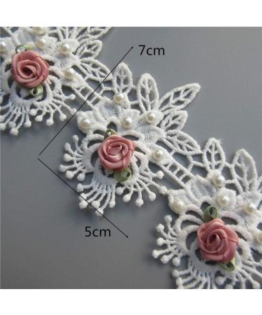 Vintage Cotton Eyelash Pearl Flowers Lace Trim Fabric - DIY Sewing Supplies for Costume & Hat Decoration - Buy Online on GoSupps.com