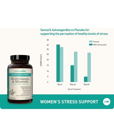 NatureWise Women's Stress Support Multivitamin with Ashwagandha & Probiotics - Energy, Focus, Mood Balance - 60 Capsules - Buy Online on GoSupps.com
