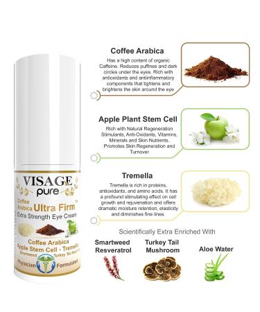 Visage Pure Caffeine Ultra Firm Eye Cream | Hydrating, Softening & Firming Formula | Fights Wrinkles, Puffiness & Dark Circles | Organic & Physician Formulated - Buy Online on GoSupps.com