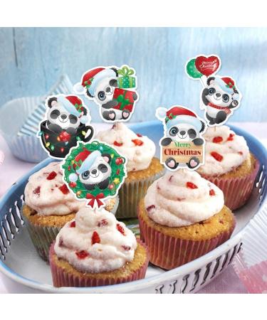 Orapink 28Pcs Merry Christmas Cupcake Toppers Snowman Penguin Panda Cupcake Picks Decorations Xmas Party Cake Decorations - Buy Online on GoSupps.com