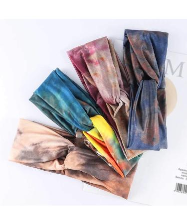 Gortin Boho Tie Dye Headbands for Women and Girls - 4 Pcs Set | Criss Cross Hair Bands, Stretch Yoga Sweatband, Turban Twist Head Wraps - Buy Online on GoSupps.com