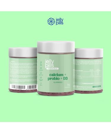 Jelly Pills Gummies 240mg Calcium & Probiotics with Vit D3 and K2-70 Strawberry Flavored Vegan Gummies for Bone Muscle & Teeth - 1 Billion CFU- No Added Sugars - Buy Online on GoSupps.com