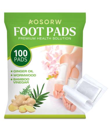 AOSORW 100 Pack Foot Pads Ginger Oil Bamboo Charcoal Foot Pads Foot Care Patch Effective Feet Health Patches Better Sleep Quality and Foot Pain Relief