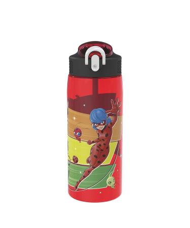 Zak Designs Miraculous Ladybug Water Bottle For School or Travel  25 oz Durable Plastic Water Bottle With Straw  Handle  and Leak-Proof  Pop-Up Spout Cover Miraculous Ladybug 25oz
