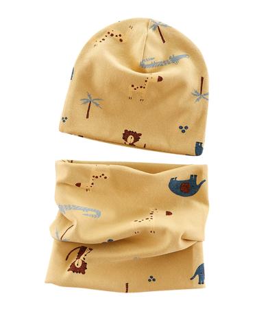 VUCDXOP Baby Children's Cotton Hat Scarf Set Winter Boys Girls Beanie Hats + Tube Scarf Set of 2 Autumn Winter Soft Cotton Beanie Hat Neckerchief Round Scarf Neck Warmer Set Color#3 L (Suitable for 3-7 year children)