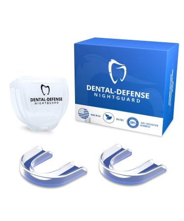 Dental Defense Premium Hard Surface Nightguard 2 Pack, Mouth Guard for Clenching Teeth at Night, Bruxism NightGuard - Customizable Fit Dental Guard, Made in The USA