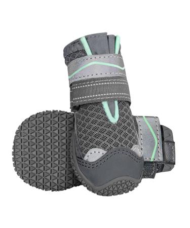 Slowton dog shoes Paw protection 2 pieces of breathable dogs shoes outdoor with non-slip sole adjustable reflective Velcro fastener Dog boots for small medium and large dogs size 6: width 6.5 cm a.GRAU-on-breathing active (2 pieces)