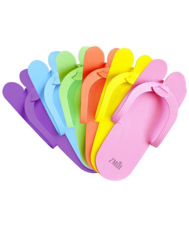 Disposable Pedicure Slippers 24 Pairs Anti-Slip - EVA Foam One Size Fits All Flip Flops - Comfortable and Safe - Fun Colors Ideal Spa Nail Salon