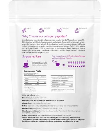 Multi Collagen Protein Powder Multi Collagen Peptides Types i ii iii v x Hydrolyzed Collagen Peptides with Hyaluronic Acid Biotin & Vitamin C Unflavored Collagen Peptides (1) - Buy Online on GoSupps.com