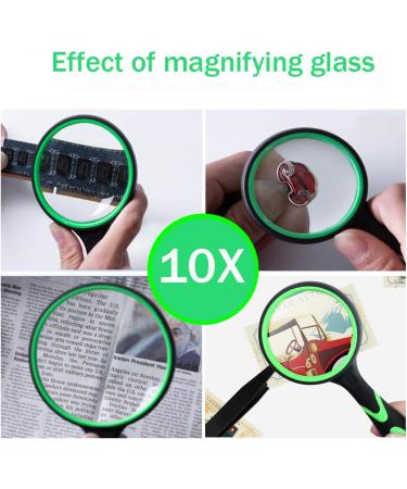 10x Magnifying Glass for Seniors & Children - Non-Slip Rubber Gear for Easy Reading & Hobby Observation - Perfect for Small Print Inspection - Buy Online on GoSupps.com