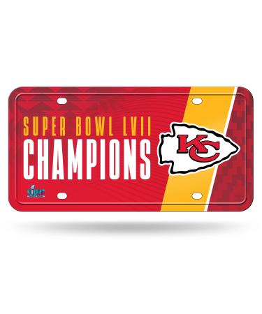 Rico Industries NFL Kansas City Chiefs 2023 Super Bowl Champions Metal Tag Metal Auto Tag 8.5" x 11" - Great for Truck/Car/SUV
