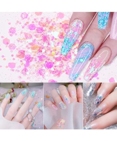 Holographic Luminous Nail Glitter Sequins - 6 Colors, Fluorescent 3D Sparkle, Shinning Confetti Manicure Tips Decorations - Buy Online on GoSupps.com