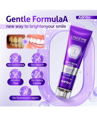 Aarav Purple Whitening for Teeth Toothpaste: Fluoride Free Color Neutralizing Formula with Lysozyme & Prebiotics to Whiten Teeth Strengthen Enamel & Deep Clean 1 Pack 3.52 oz - Buy Online on GoSupps.com