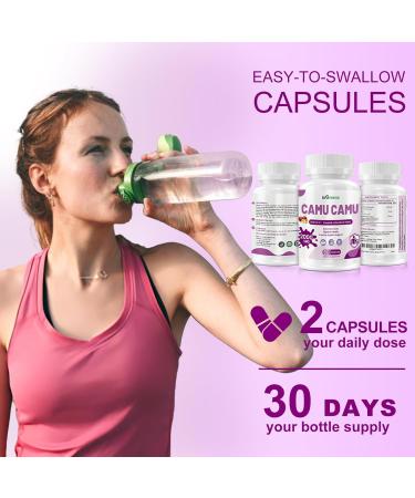 Organic Camu Camu Capsules 2000mg | High Natural Vitamin C Powerful Antioxidant Blend | 60 Capsules Non-GMO Gluten-Free Immune Support & Skin Health 60 Count (Pack of 1) - Buy Online on GoSupps.com