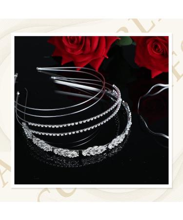 4 Piece Crystal Headband Set for Women - Halloween Silver Diamond Elastic Wavy Bridal Metal Double Headband - Perfect for Costume Party or Wedding - Buy Online on GoSupps.com