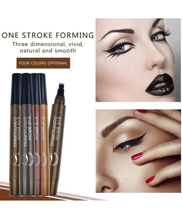 Lumierez Micro Fork Tip Precise Brow Pen 4 Tipped Precise Brow Pen Waterproof Micro Fork Tip Eyebrow Precise Brow Pen (Gray brown) - Buy Online on GoSupps.com