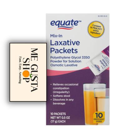 Equate Polyethylene Glycol 3350 Mix-in Laxative Packets 10 Count + Me Gustas Sticker