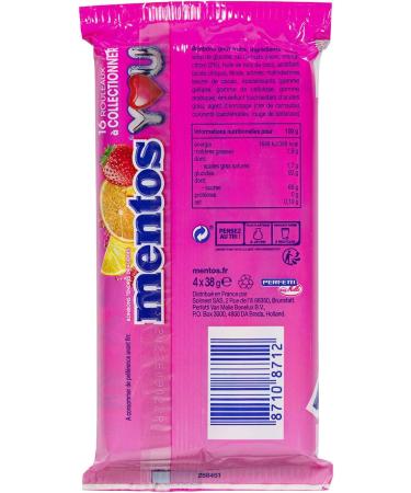 Mentos - Pack of 4 Fruit Rolls - Soft and Crunchy Mentos Candies 3 Assorted Flavors - Strawberry Orange Lemon - Roll - Buy Online on GoSupps.com