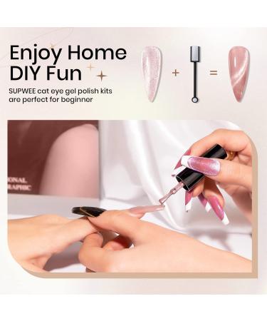 SUPWEE Magnetic Gel Nail Polish 9D Cat Eye Gel Polish Set 12 Colors Holographic Glitter Cateye Nail Gel Polish with Magnet Soak Off UV Gel Nail Art Manicure Salon 147 - Buy Online on GoSupps.com