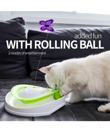 All for Paws 2 in 1 Interactive Cat Toy - Fluttering Butterfly & Rolling Balls - Automatic Indoor Kitten Spinner Toy - Buy Online on GoSupps.com