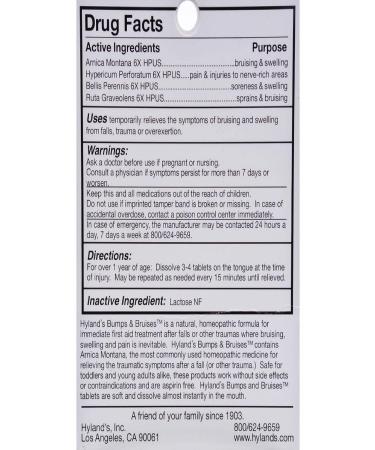 Hyland's Arnica Tablets for Bumps 'n Bruises - 125 Tablets - Buy Online on GoSupps.com