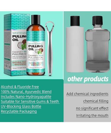 Ayurvedic Coconut Peppermint Oral Care Oil & Brightening Mouthwash - Tooth Whitening Fresh Breath - 237ml (2 Pieces) - Buy Online on GoSupps.com