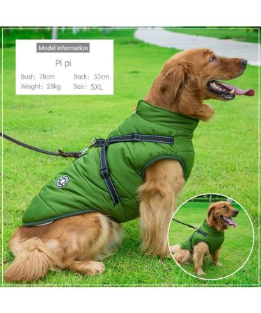 Oncpcare 2 in 1 Dog Clothes for Large Dogs - Winter Warm Coat Jacket Vest & Harness for 4XL Green Pets | International Shipping Available - Buy Online on GoSupps.com