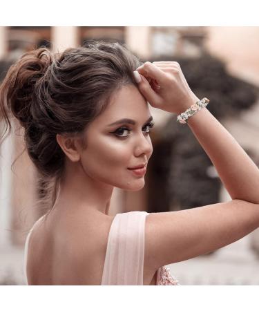 HINZIC Flower ROSE Hair Elastic Ties - Pack of 4 | Crystal Pearl Hair Accessories for Women, Girls - Perfect Gift for Christmas, Valentine's Day - Buy Online on GoSupps.com