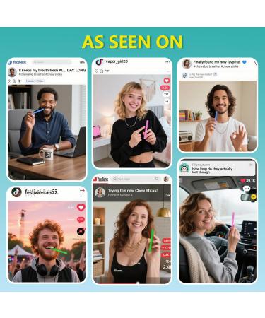 NEWUPGRADED Mint Flavored Chewable Essential Oil Breath Stick Aroma Chew Stick with 6 Refill Cores Oral Fixation Tool for Stress Relief Improving Pen Biting & Other Habits - Buy Online on GoSupps.com