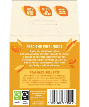 Quaker Porridge To Go Breakfast Bar Golden Syrup 2 x 55g (Case of 6) - Pack of 1 | Delicious and Convenient Breakfast Bars - Buy Online on GoSupps.com