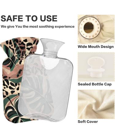 NAANLE Leopard Palm Leaves Hot Water Bottle 2L - Pain Relief & Heat Therapy for Menstrual Cramps - Buy Online on GoSupps.com