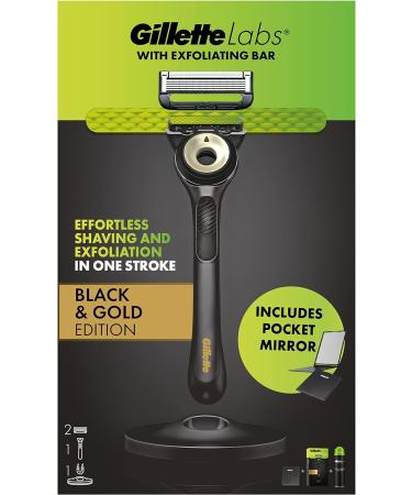 GilletteLabs Men's Razor Gift Set with Exfoliating Bar - Includes 2 Razor Blade Refills, Magnetic Stand, Shave Gel, and Mirror - Buy Online on GoSupps.com