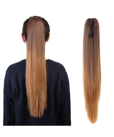 Neverland 50cm Ombre Two Tone Long Straight Wavy Ponytail Hair Extension | Clip In Claw Hairpiece 8# & 27# - Buy Online on GoSupps.com