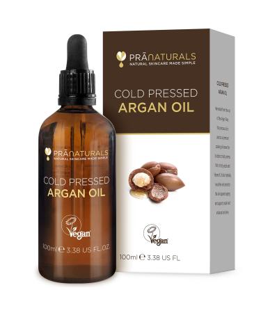 PraNaturals 100% Moroccan Pure Natural Argan Oil for Face & Body 100ml Rich in Vitamin E for Healthy Skin Hair & Nails No Parabens or SLS Vegan Cruelty-Free
