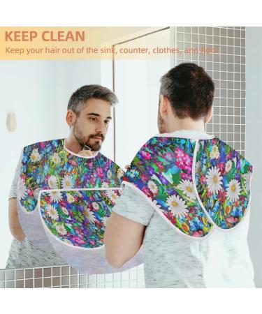 Beard Bib Apron Hair Catcher for Men | Non-Stick Waterproof Grooming Cape - Stylish Daisy & Butterfly Design - Buy Online on GoSupps.com