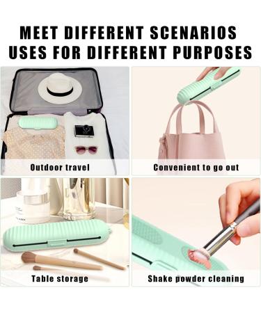 Travel Makeup Brush Holder Silicone Makeup Brush Bag with Sponge Holder Portable Cosmetic Bag with Ring Multi-Purpose Cosmetic Pouch Make Up Brush Organiser for Women Girls (Green) - Buy Online on GoSupps.com