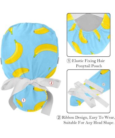 Colorful Sea Turtle Fish Pattern Scrub Caps Hats 2PCS for Women with Ponytail Holder - Pattern 04 - Buy Online on GoSupps.com