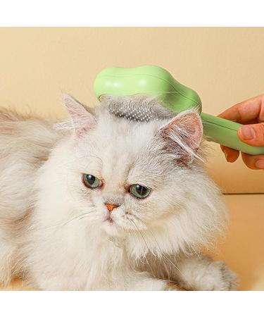 Self-Cleaning Cat Brush with Unlocking Button - Compact Fur Care Brush for Dogs Cats & Rabbits - Efficient Hair Removal in Green - Buy Online on GoSupps.com