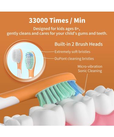 ED08 Electric Toothbrush for Teens | IPX8 Waterproof 4 Sonic Modes Rechargeable Automatic Tooth Brush - Orange - Buy Online on GoSupps.com