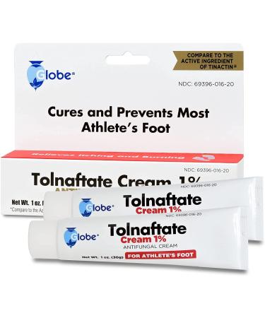 Globe Tolnaftate 1% 1 Oz Antifungal Treatment Proven Clinically Effective on Most Athlete s Foot and Ringworm (2 Pack)