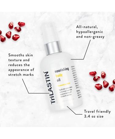 TriLASTIN Nourishing Body Oil 3.4oz - Skin Oil for Stretch Marks & Scars - Paraben-Free, Hypoallergenic - Pregnancy & Postpartum Belly Oil - Nourishes, Moisturizes, Hydrates - Buy Online on GoSupps.com